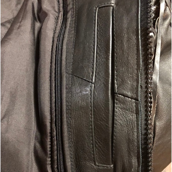 Vtg VANGUARD LEATHER OF AMERICA Cowhide Fringe Leather Biker Jacket - Picture 6 of 8